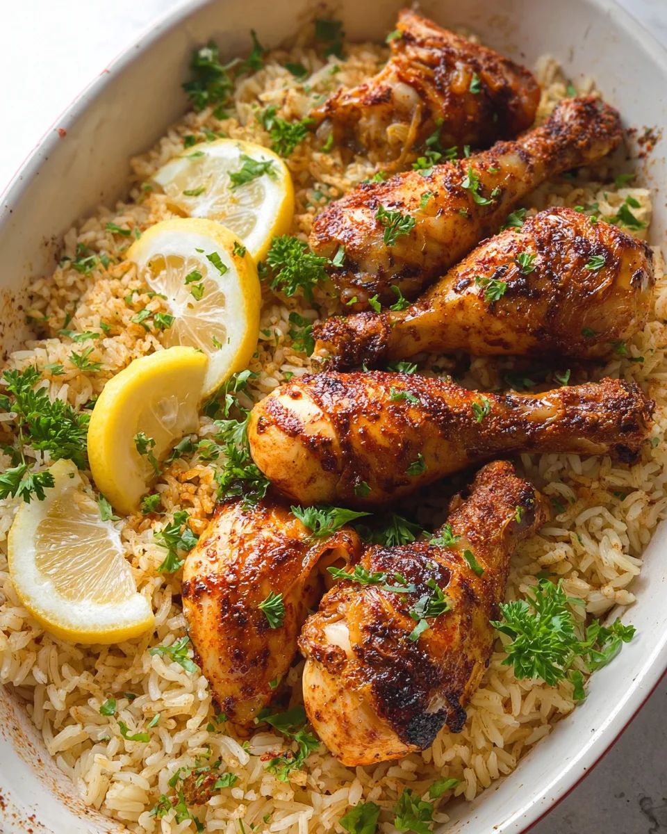 Baked Chicken Legs and Rice