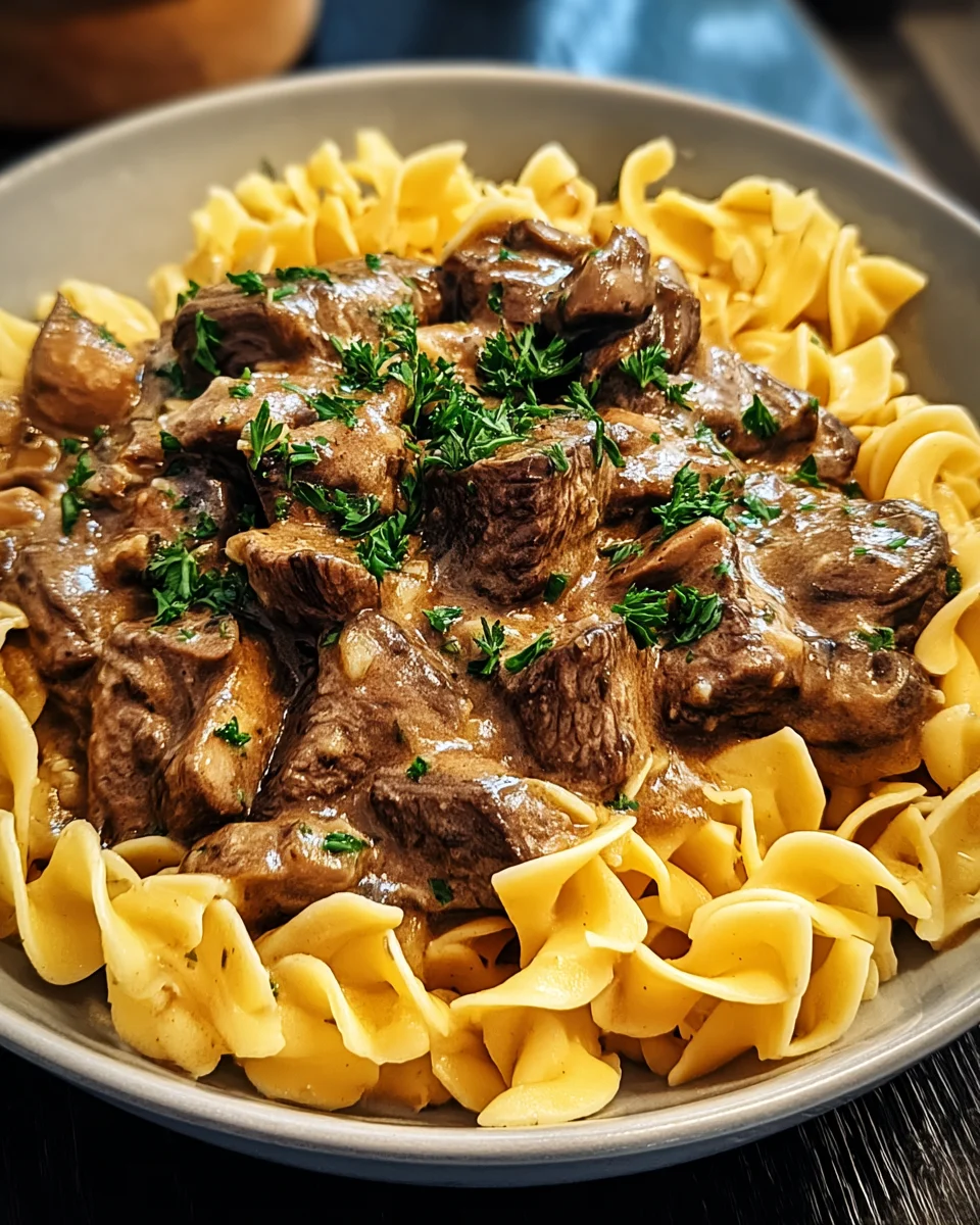 Beef Stroganoff with Egg Noodles