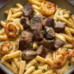 Blackened Steak and Shrimp Alfredo