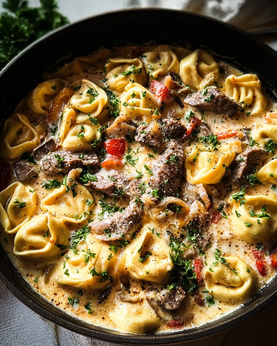 Cheesesteak Tortellini in Creamy Provolone Sauce 25 Cheesesteak