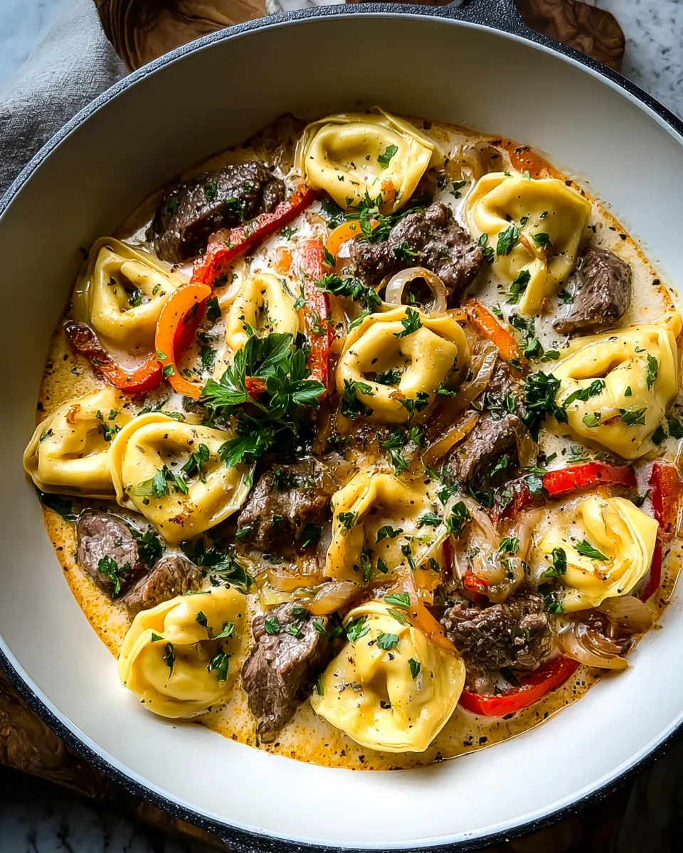 Cheesesteak Tortellini in Creamy Provolone Sauce 26 Cheesesteak