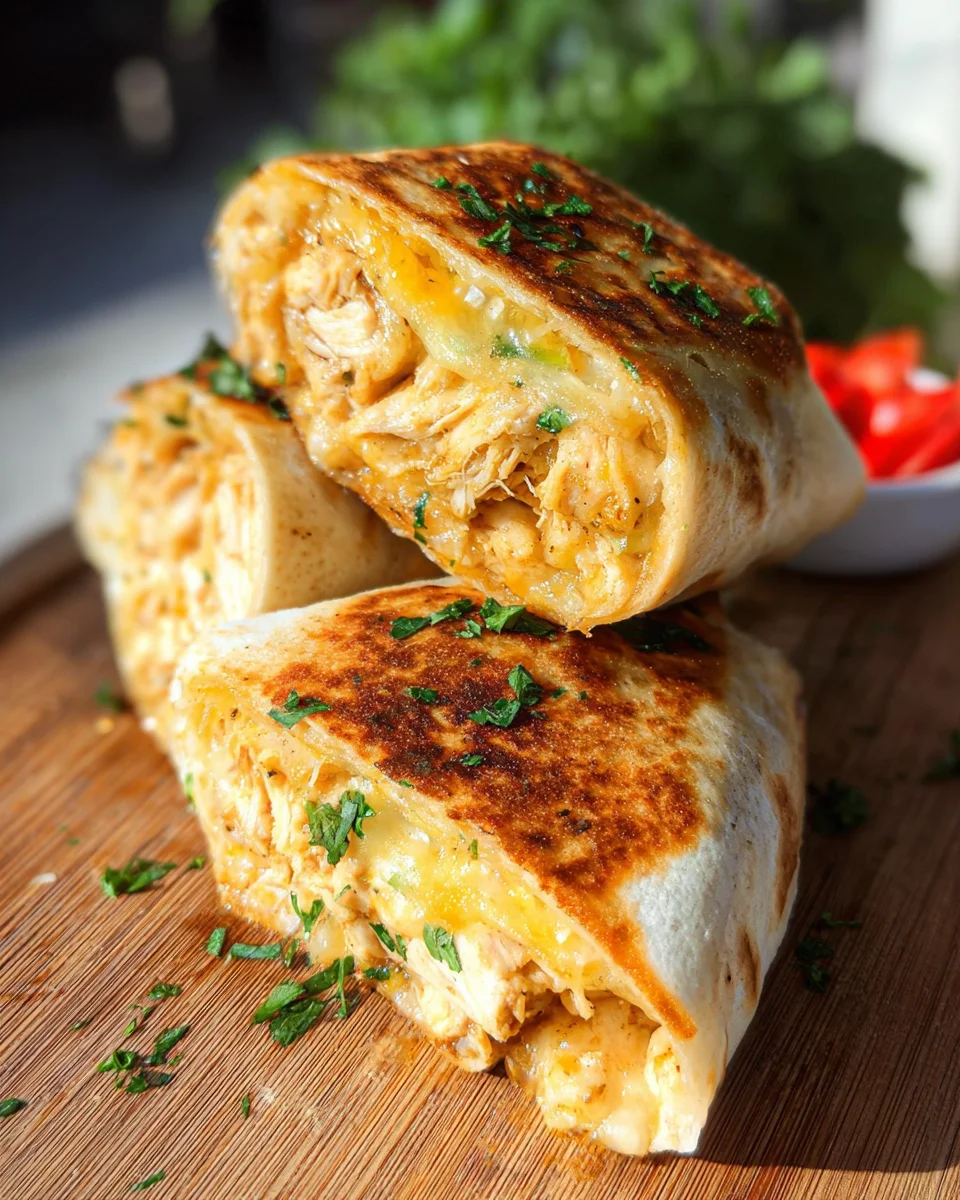 Cheesy Garlic Chicken Wraps