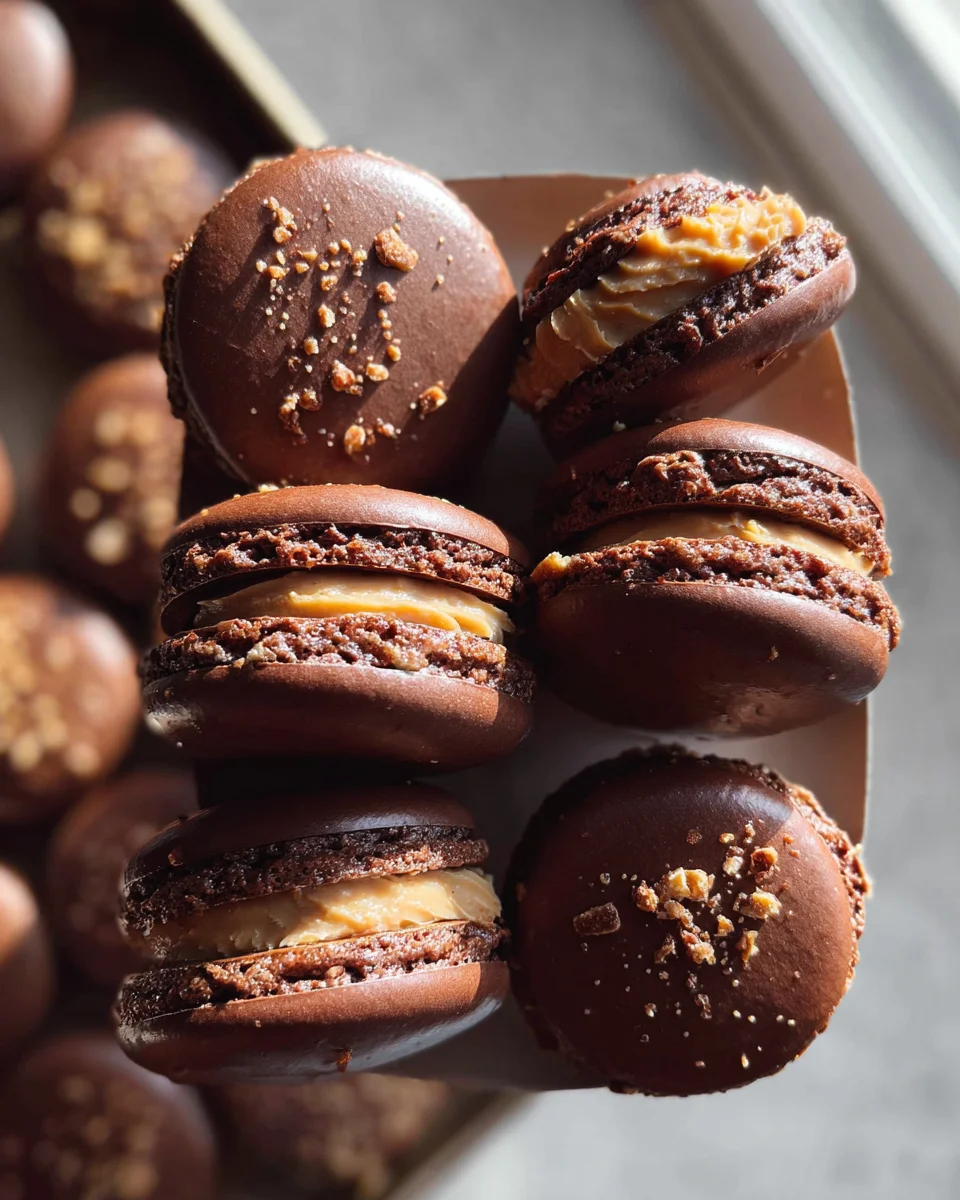 Chocolate Peanut Butter Macarons