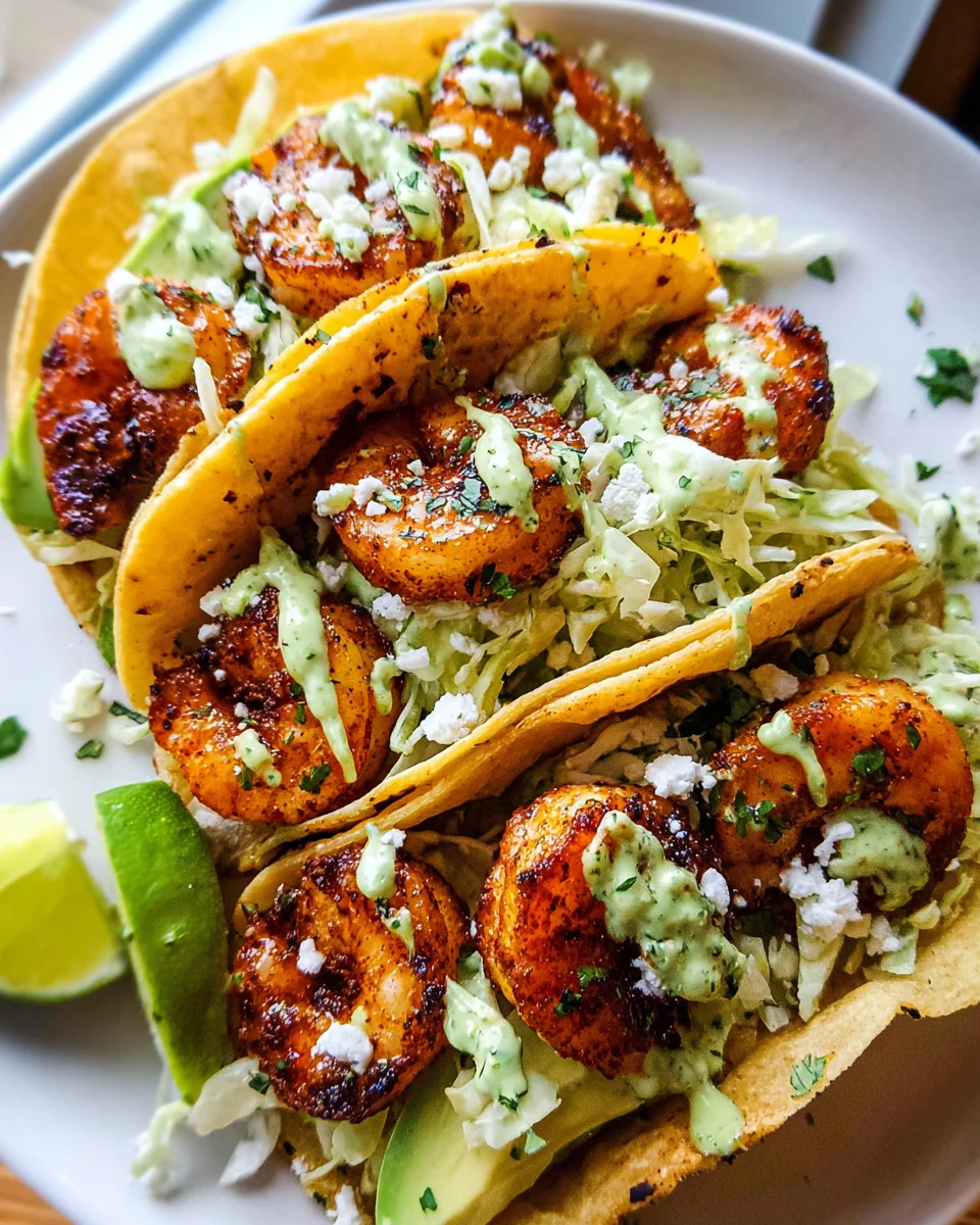 Cilantro Lime Shrimp Tacos with Creamy Slaw
