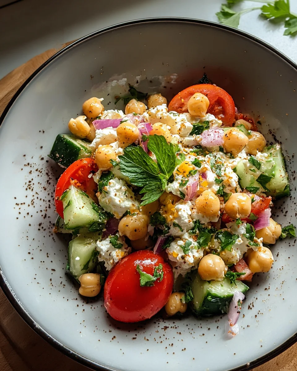 Cottage Cheese and Chickpeas Salad