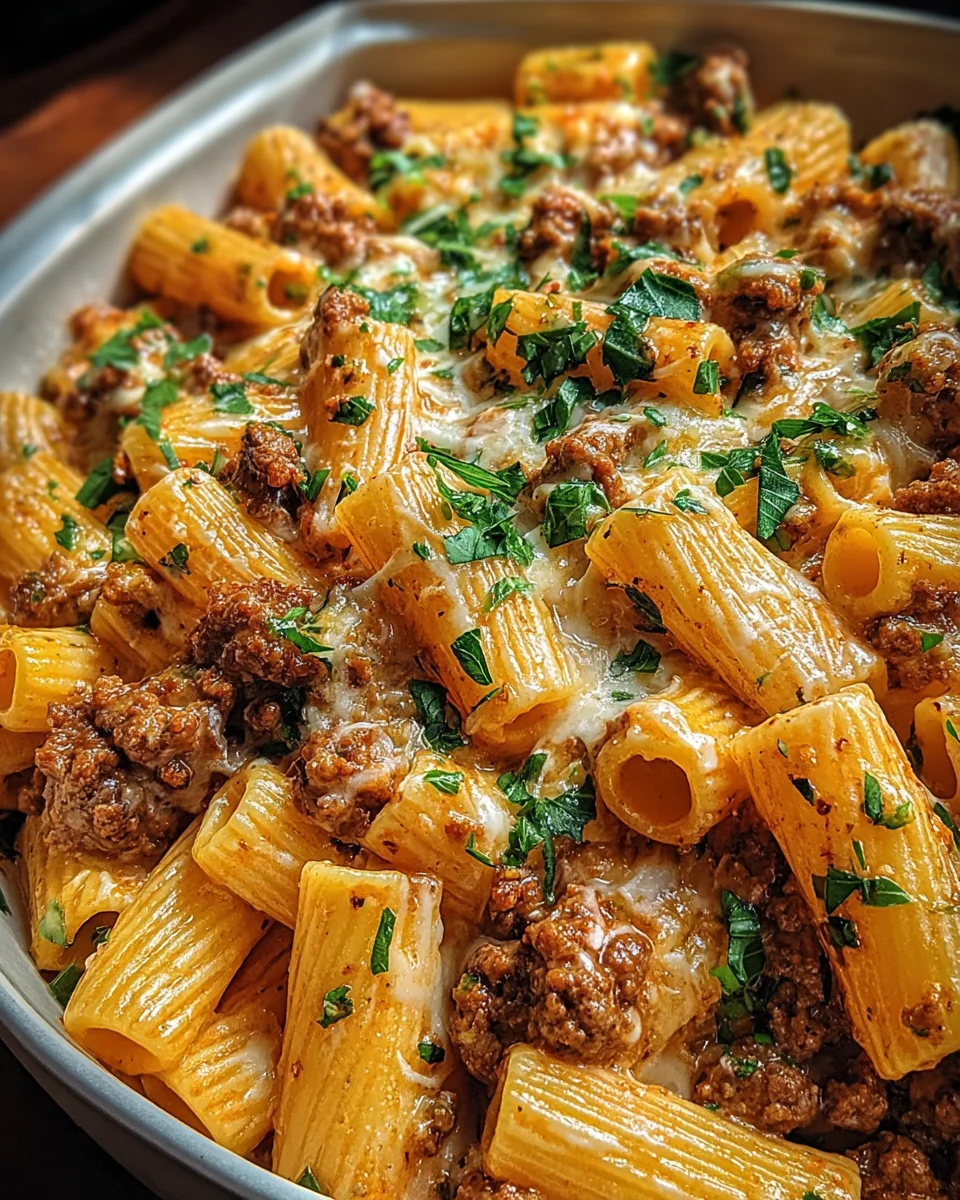 Creamy Parmesan Beef Rigatoni