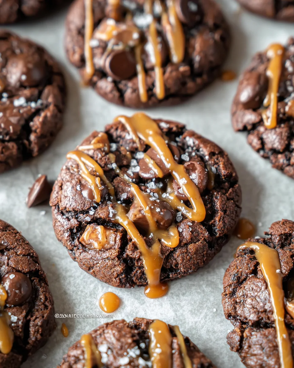 Double Chocolate Salted Caramel Cookies
