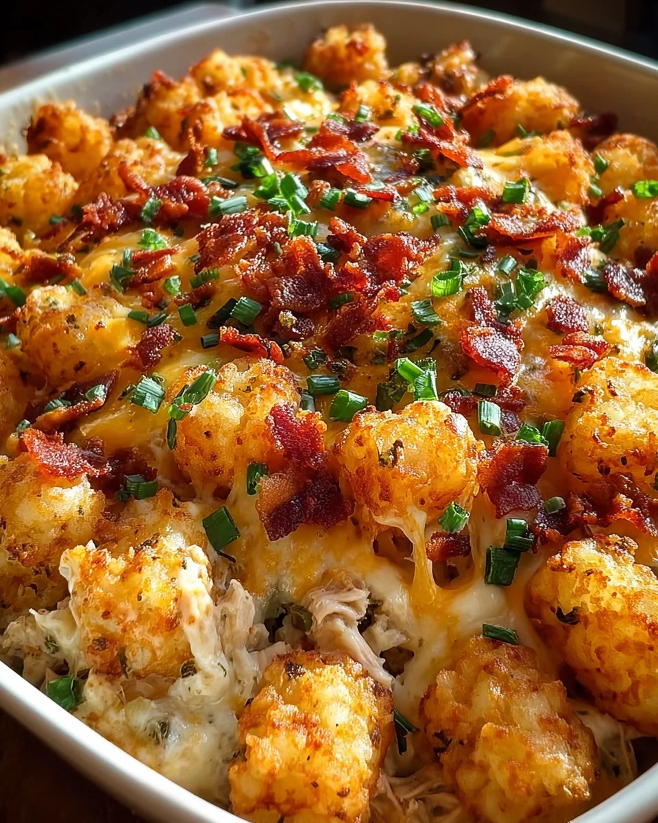 Easy Chicken Bacon Ranch Tater Tot Casserole