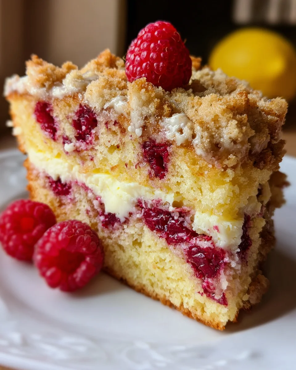 Easy Lemon Raspberry Cake with Crumb Topping