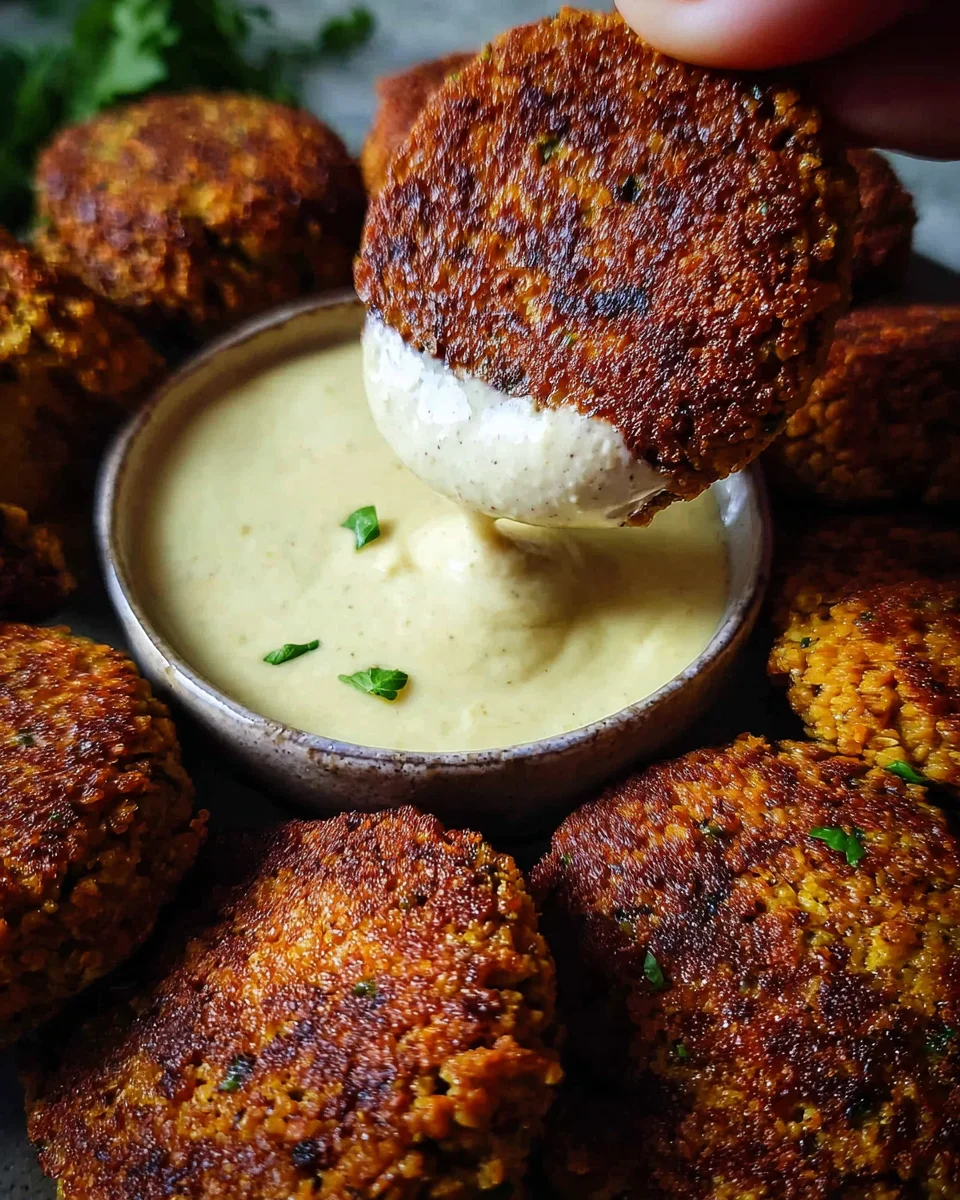 Easy Lentil Patties (with Lemon Tahini Dip)