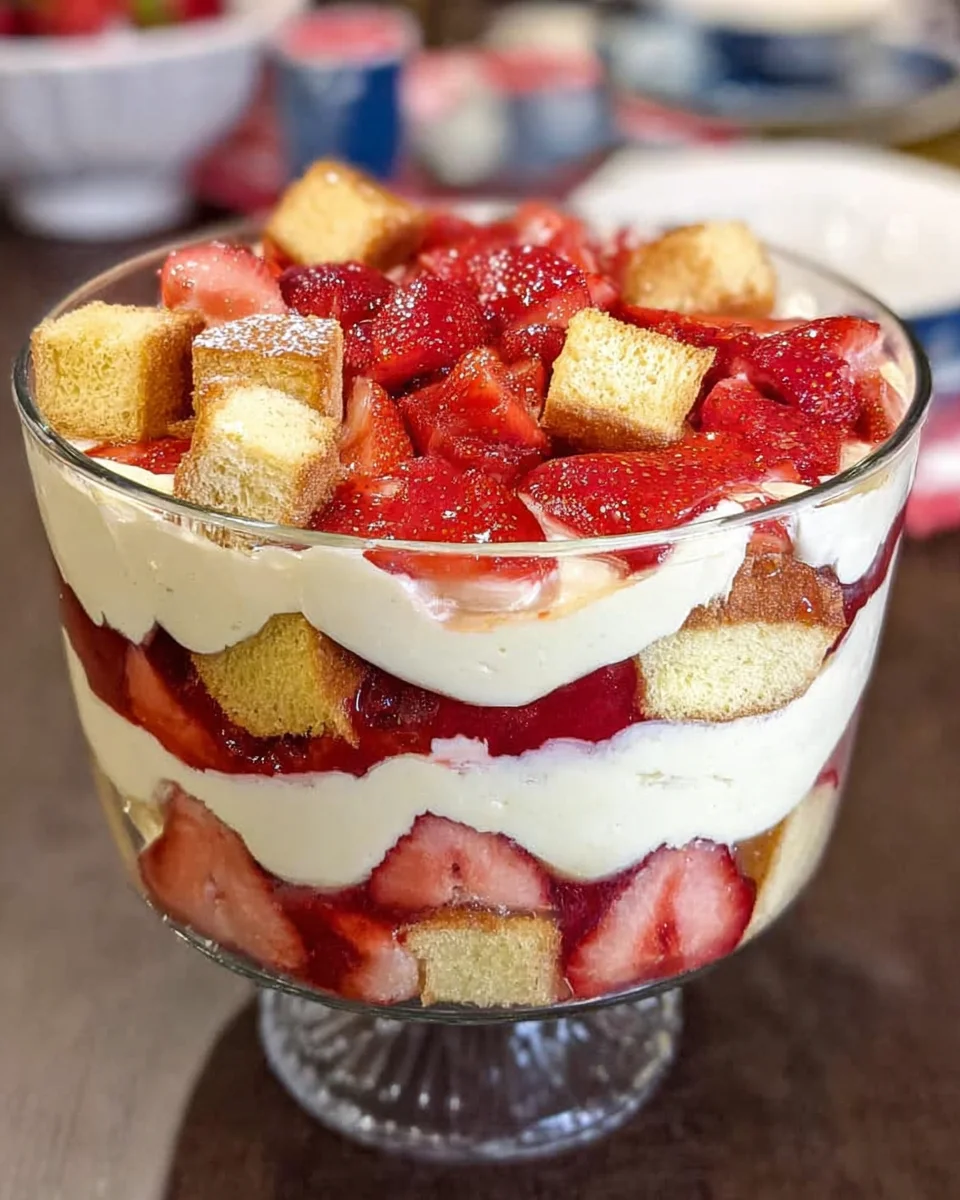 Easy Strawberry Trifle with Pound Cake
