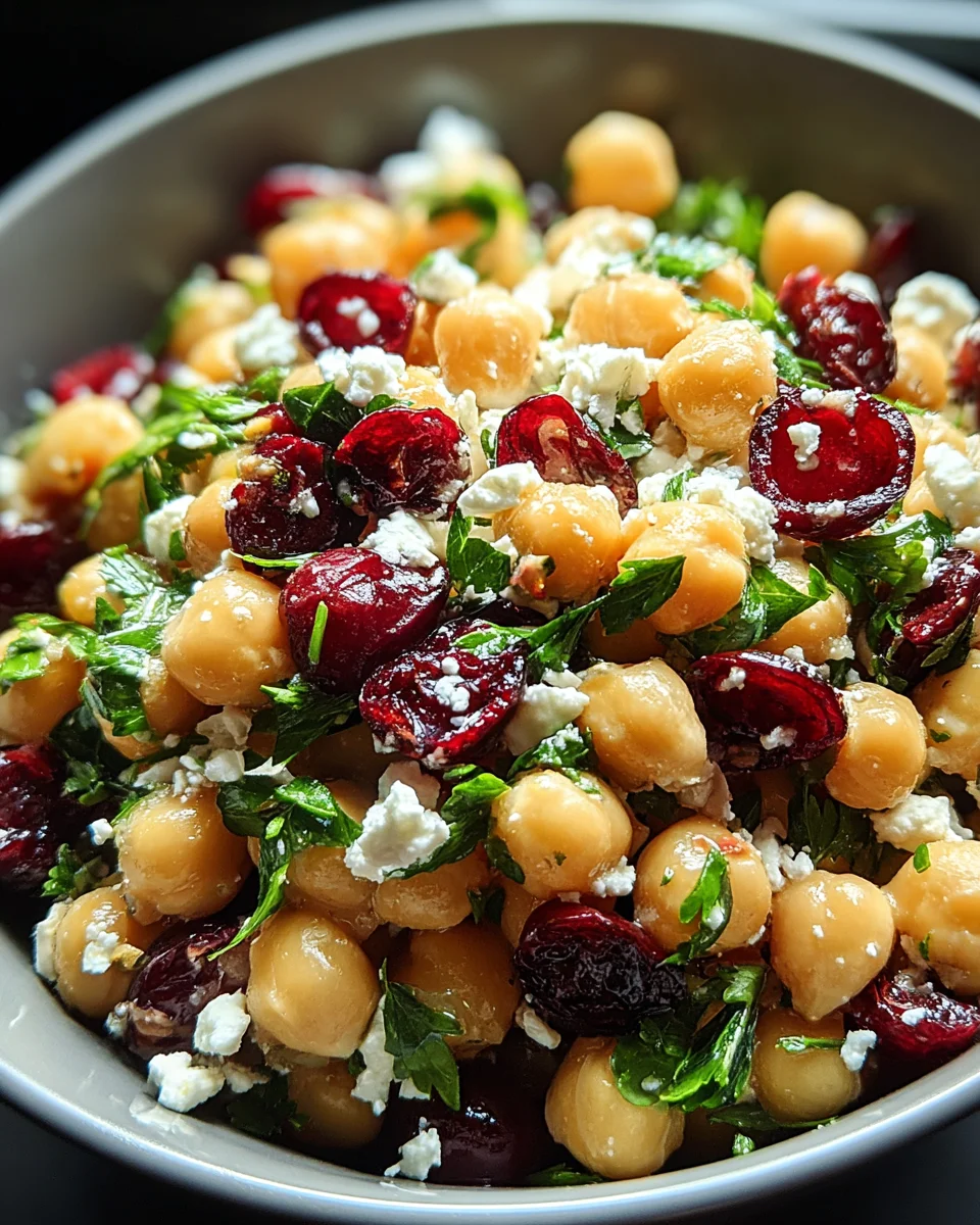 Feta & Cranberry Chickpeas with Lemon Vinaigrette