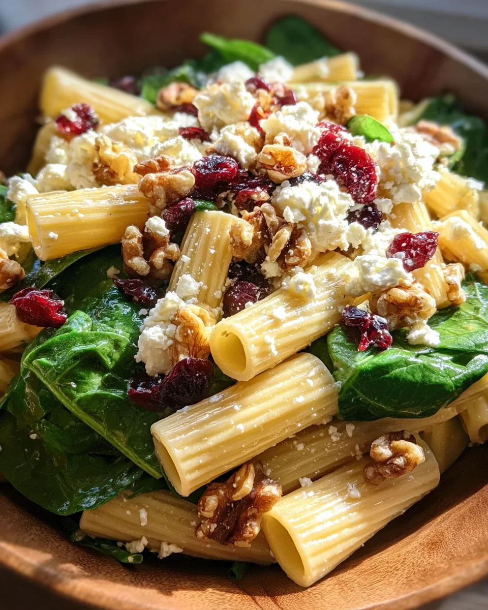 Feta & Cranberry Rigatoni Salad with Lemon Vinaigrette