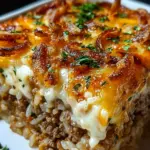 French Onion Ground Beef and Rice Casserole 24 French Onion Ground Beef and Rice Casserole