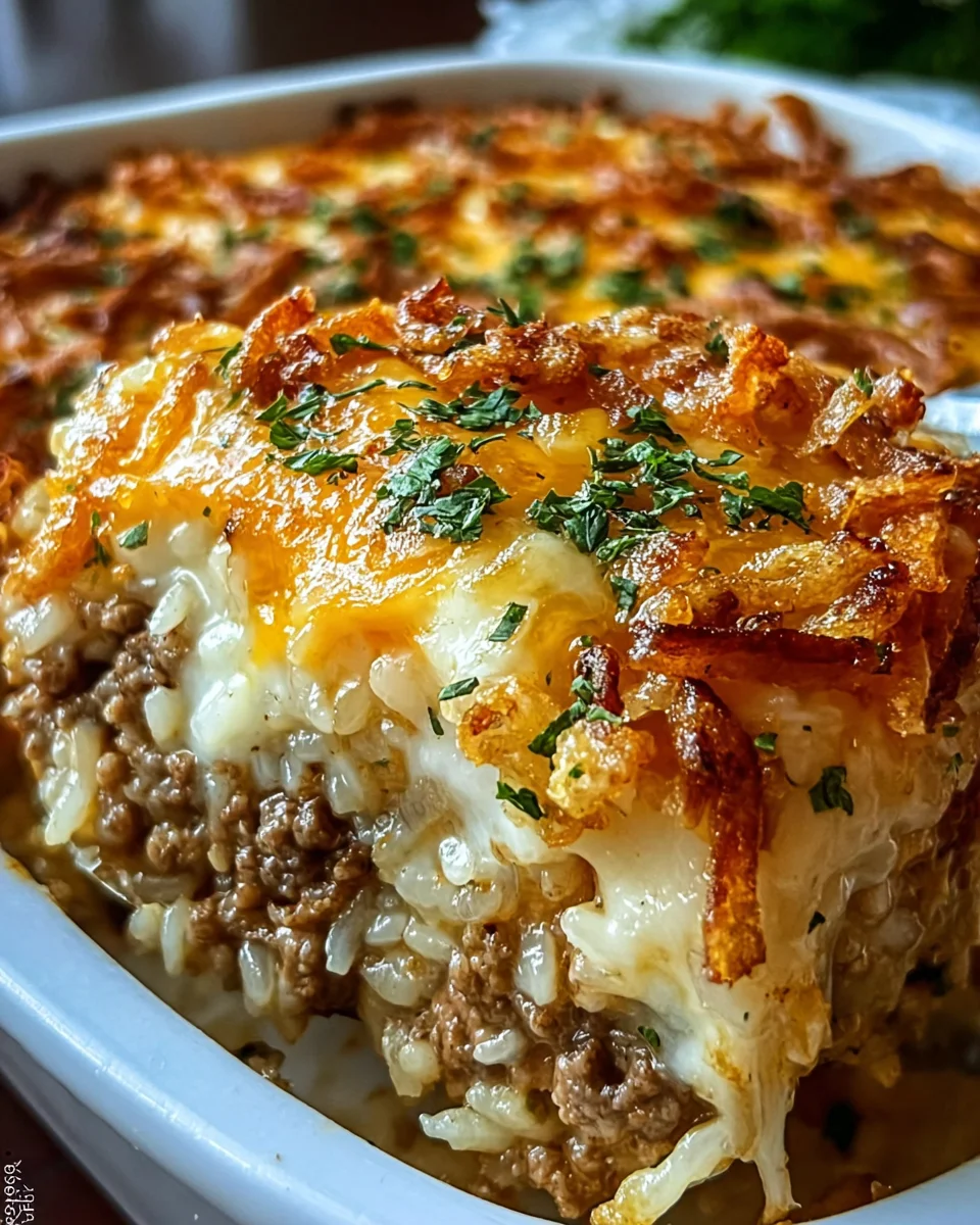 French Onion Ground Beef and Rice Casserole 22 French