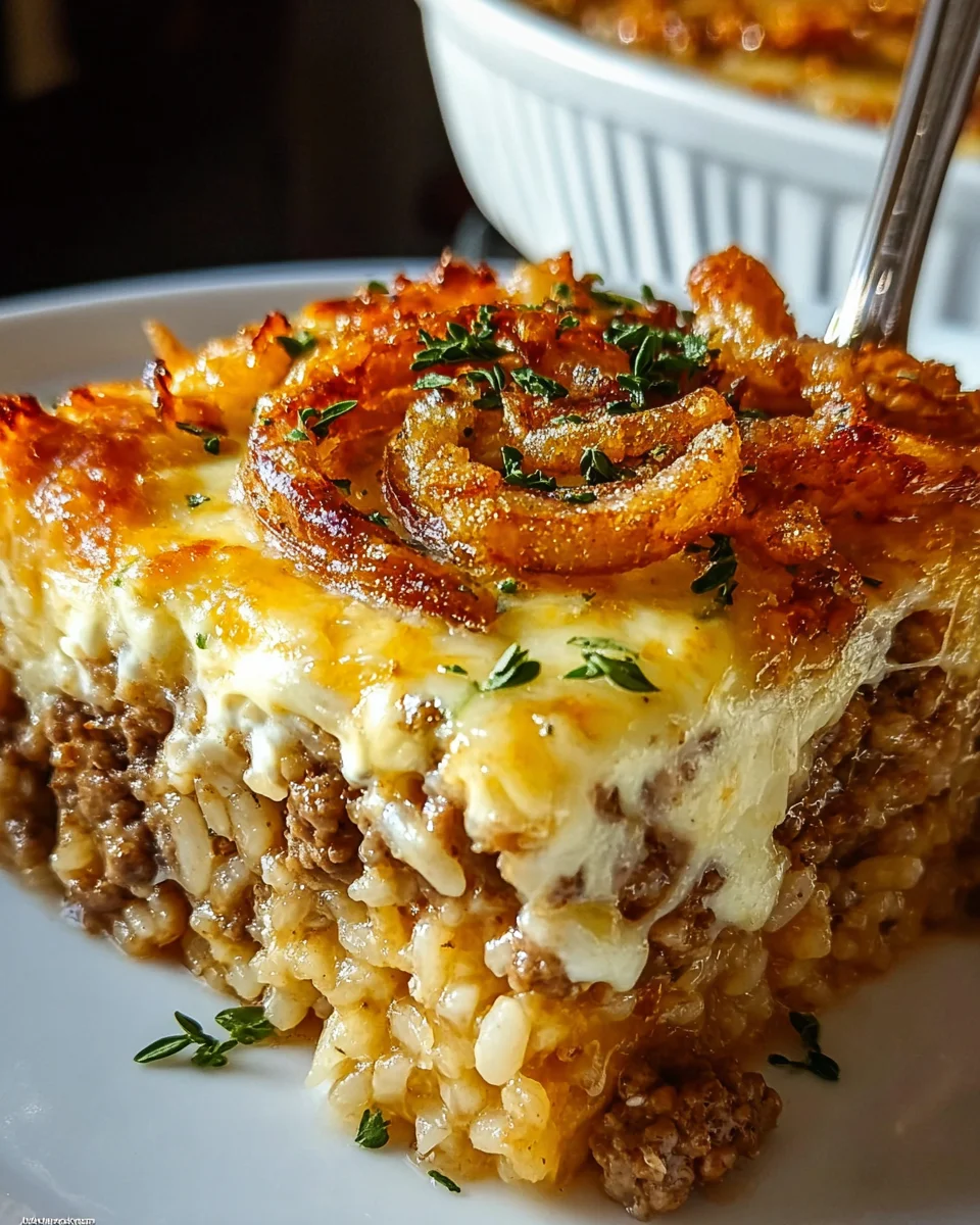 French Onion Ground Beef and Rice Casserole 23 French