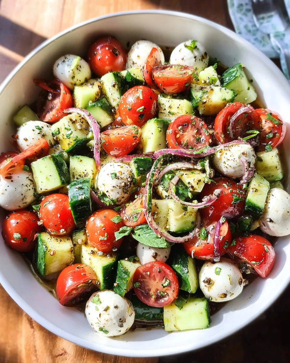 Fresh Cucumber Caprese Salad