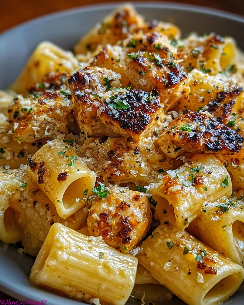 Garlic Butter Chicken with Rigatoni and Parmesan