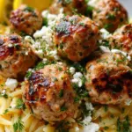 Greek Chicken Meatballs with Lemon Orzo