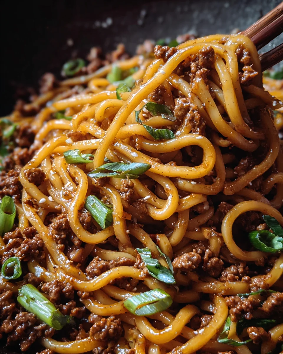 Ground Beef Mongolian Noodles