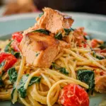 Healthy & Creamy Tuscan Salmon Pasta