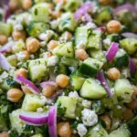 Herby Cucumber Salad with Feta and Chickpeas