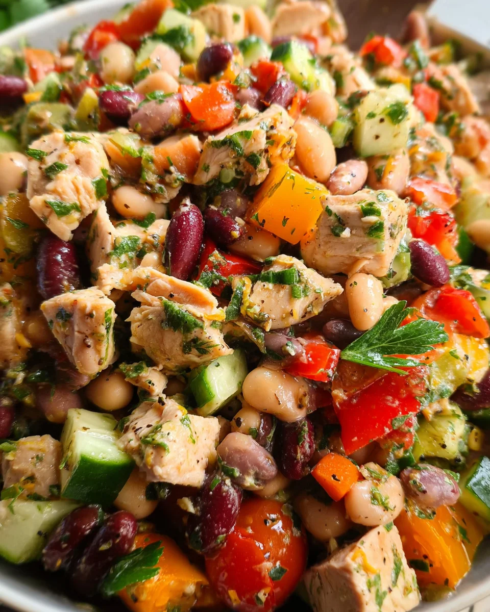 High-Protein Dense Bean Salad with Chicken