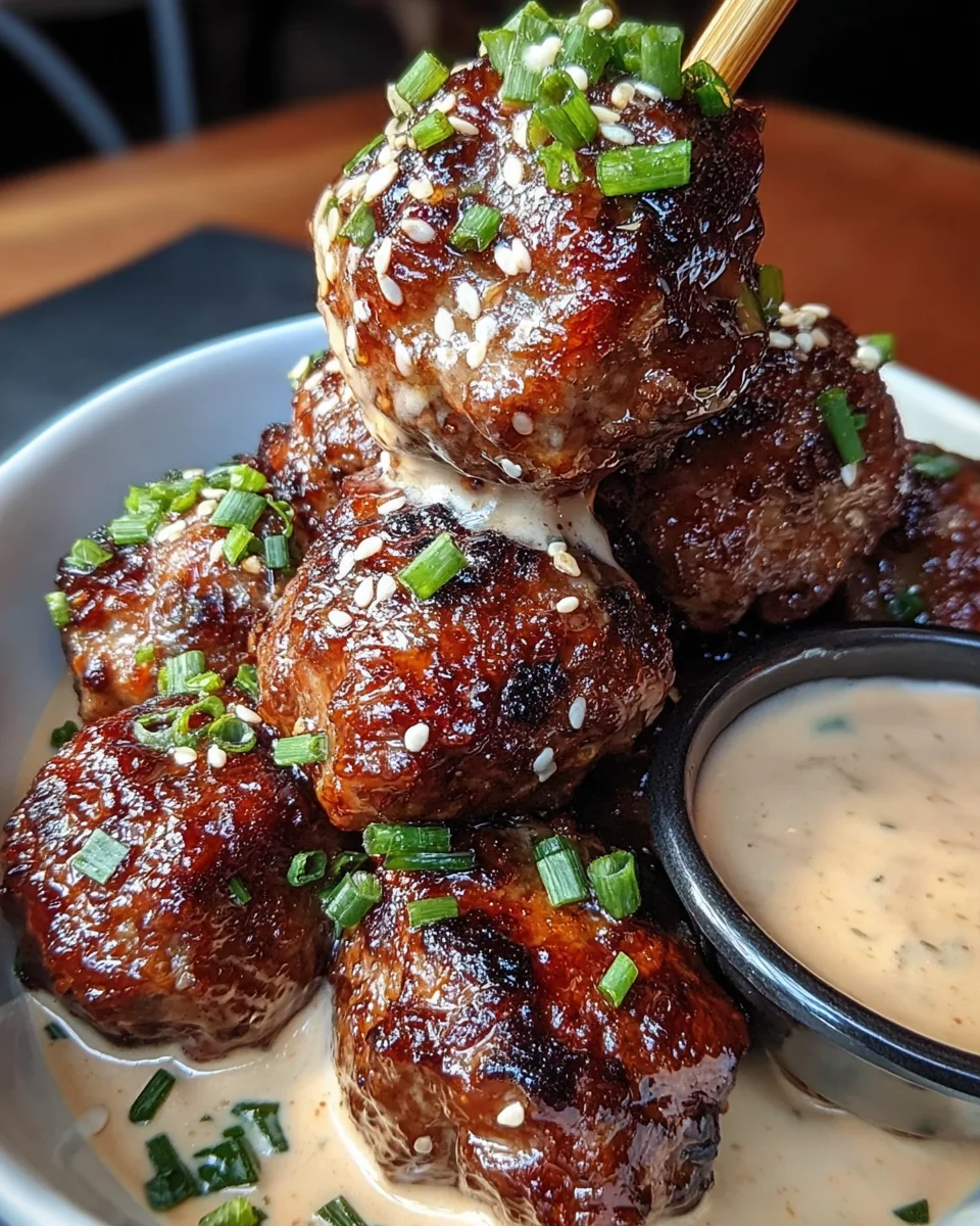 Korean BBQ Meatballs with Spicy Mayo Dip