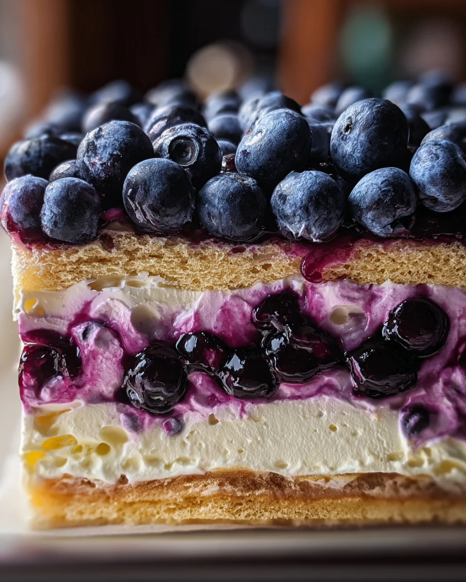 Lemon Blueberry Shortbread Mousse Cake