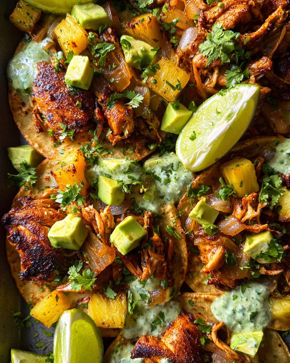One Pan Chicken & Pineapple Tacos