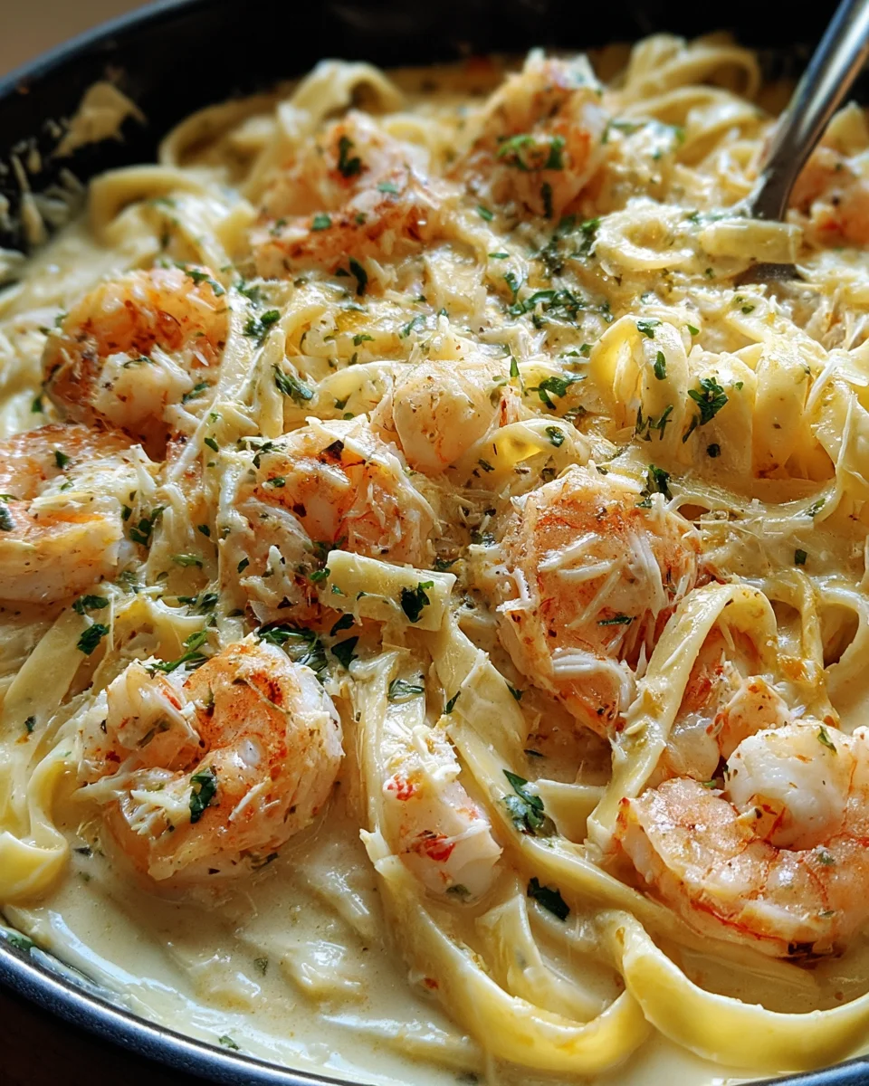 One Pot Shrimp and Crab Alfredo