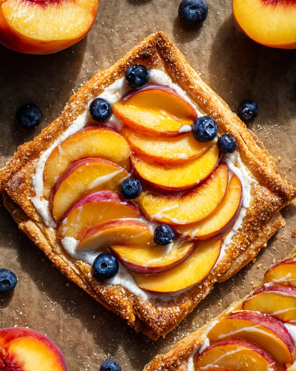 Peaches and Cream Puff Pastry Tart