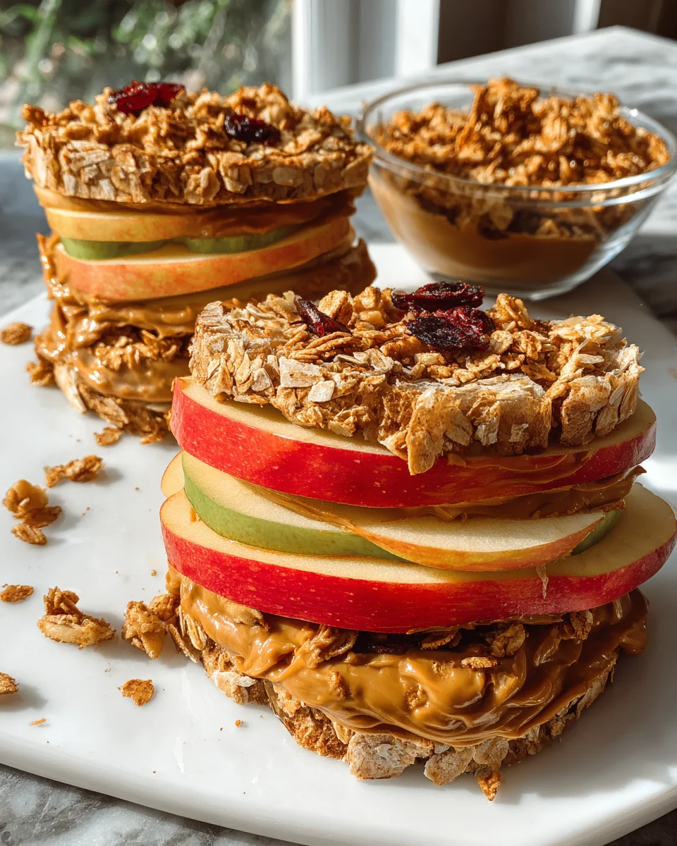 Peanut Butter Apple Sandwiches with Granola