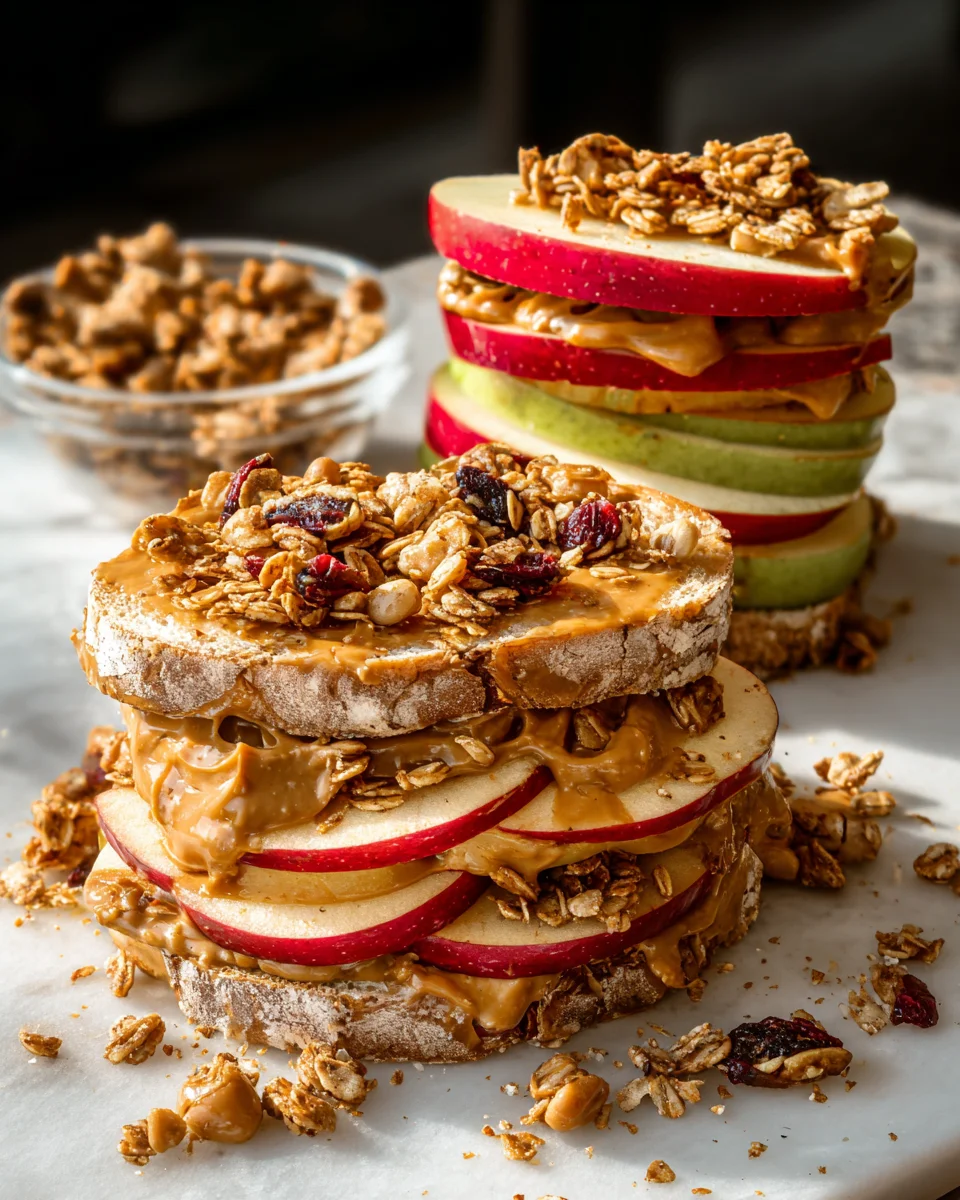 Peanut Butter Apple Sandwiches with Granola 13 Peanut