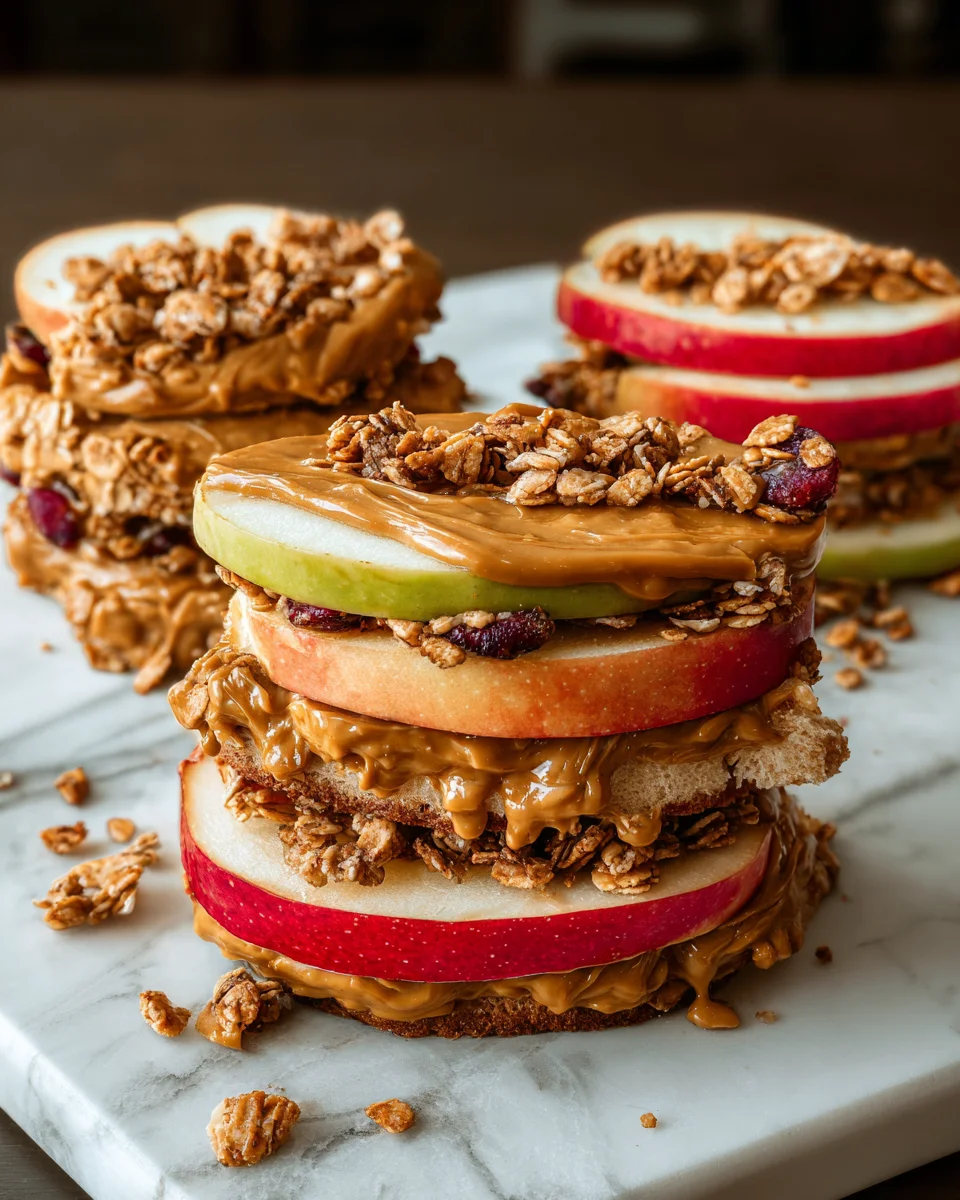 Peanut Butter Apple Sandwiches with Granola 11 Peanut
