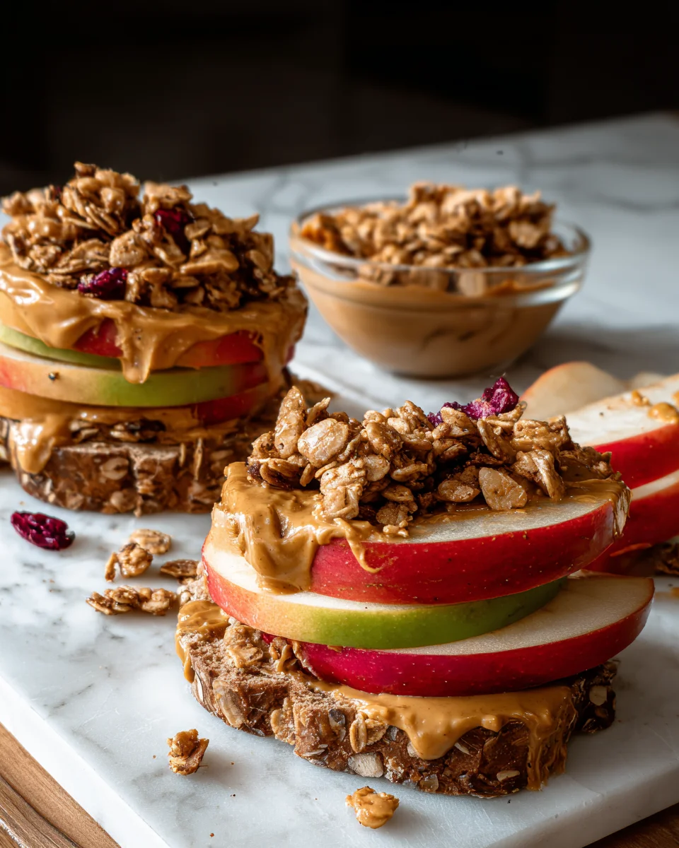 Peanut Butter Apple Sandwiches with Granola 14 Peanut