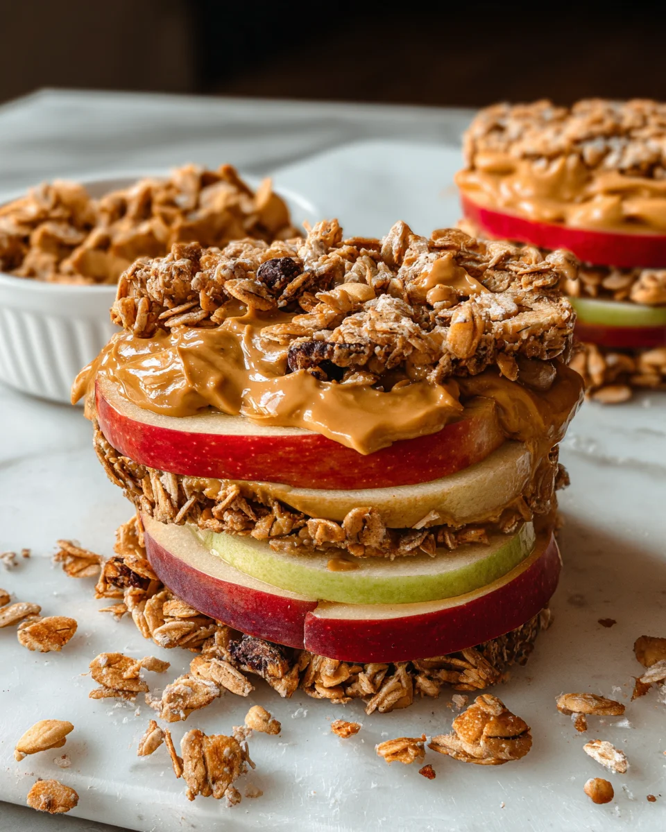 Peanut Butter Apple Sandwiches with Granola 12 Peanut