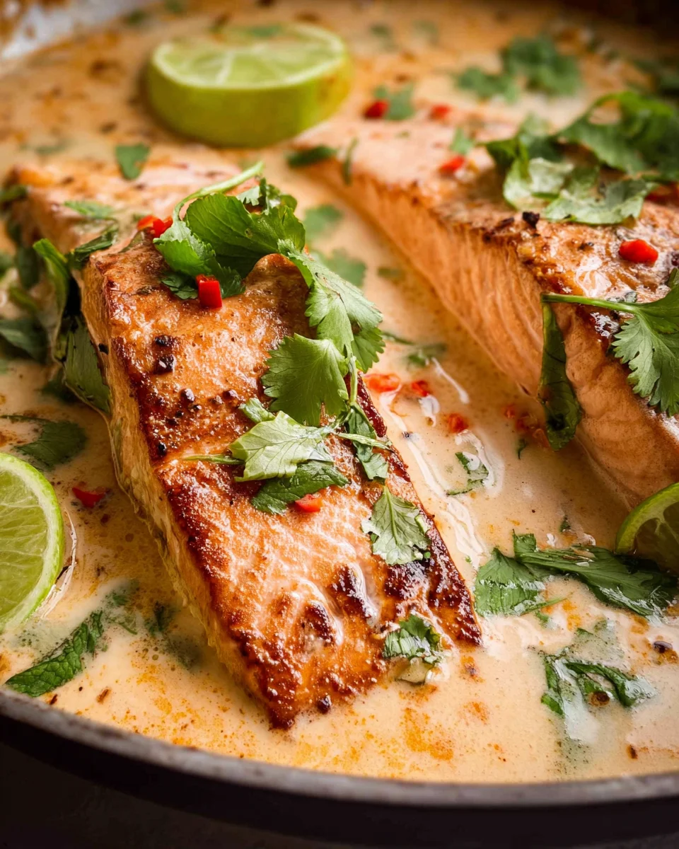 Poached Salmon in Coconut Lime Sauce
