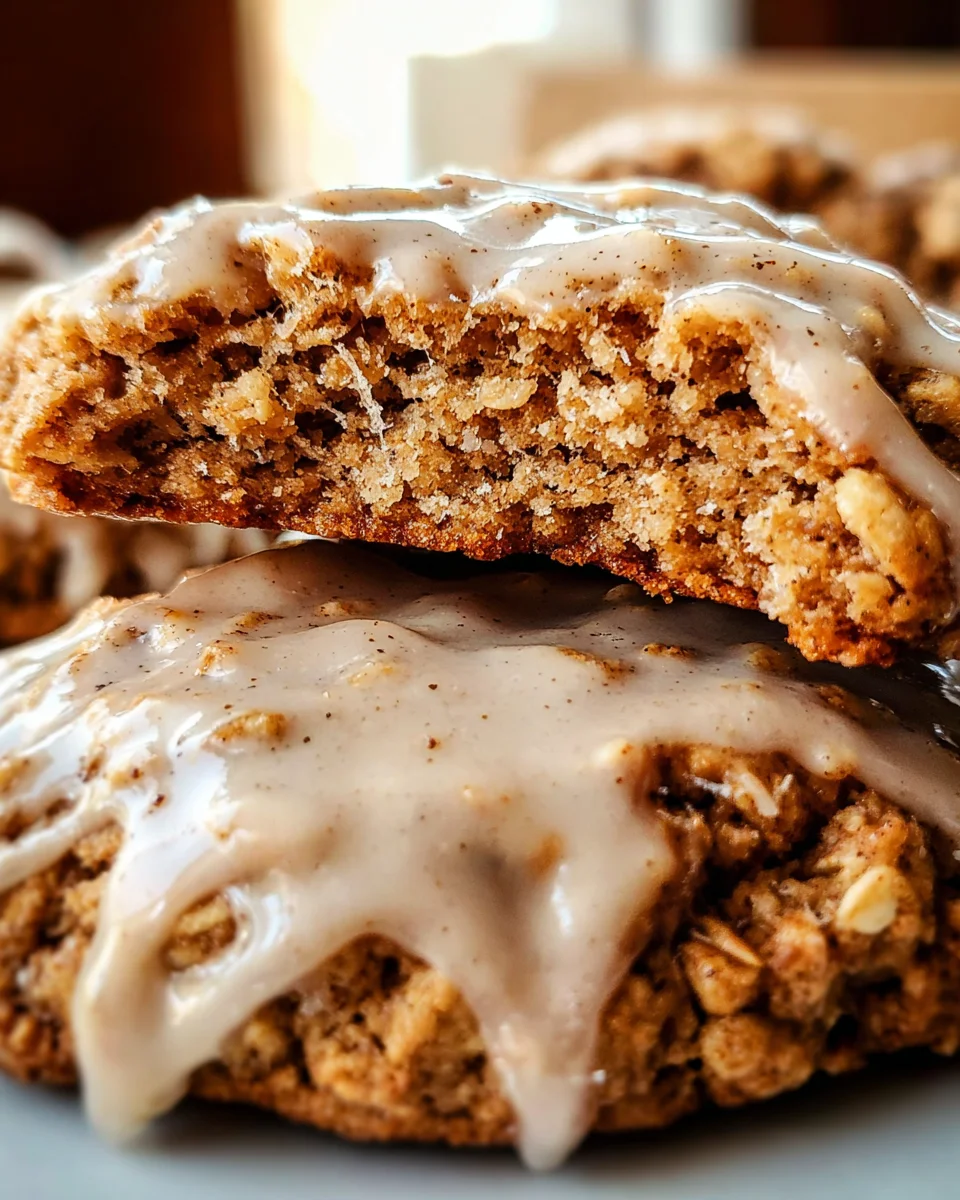 Seriously Thick & Chewy Chai Oatmeal Cookies with Maple Glaze