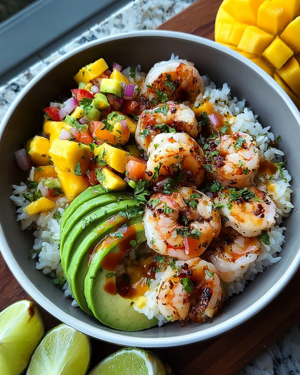 Shrimp and Avocado Bowls with Mango Salsa & Lime-Chili Sauce 25 Shrimp