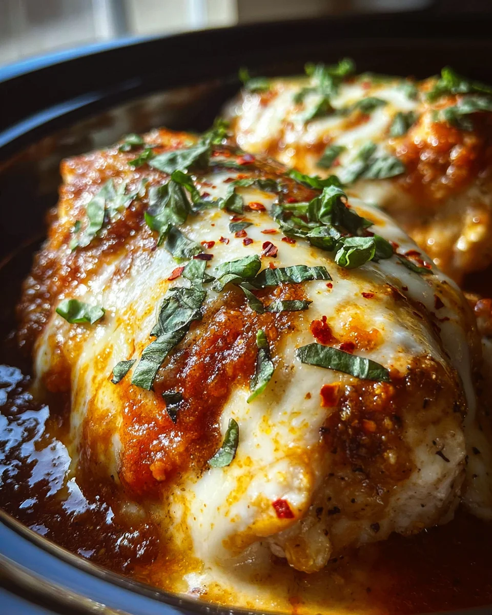 Slow Cooker Cheesy Mozzarella Chicken
