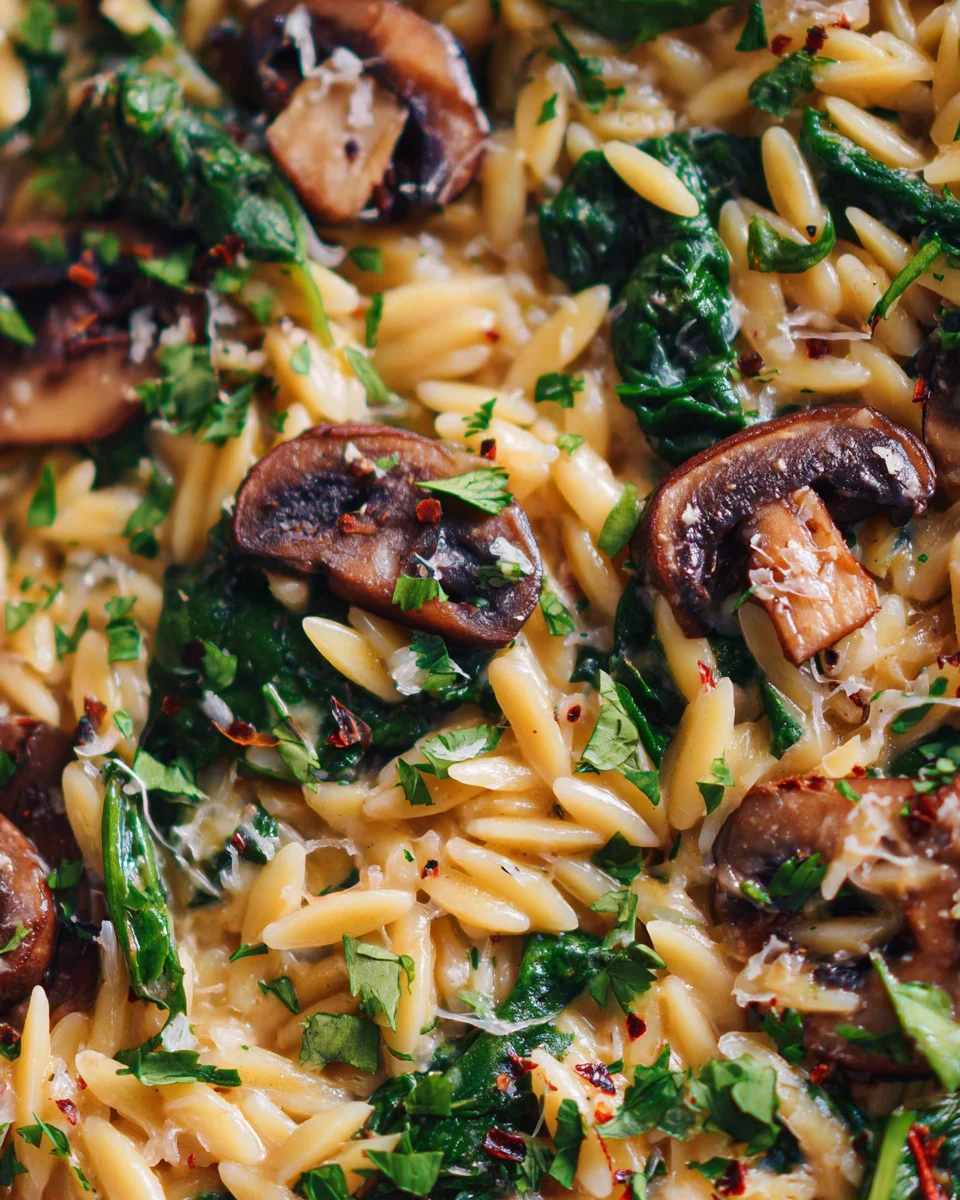 Spinach Mushroom Orzo