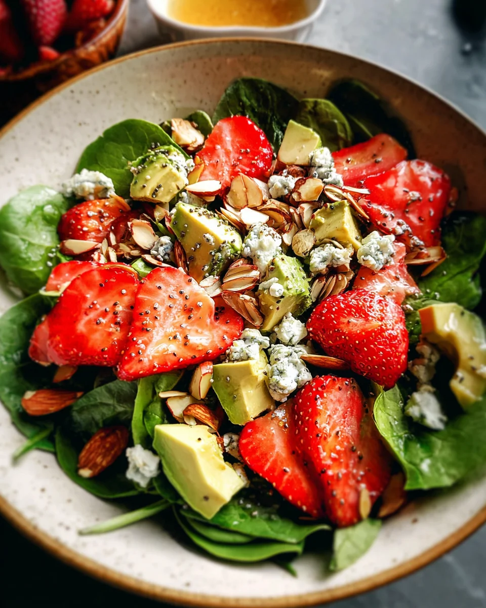Strawberry Avocado Spinach Salad with Poppyseed Dressing