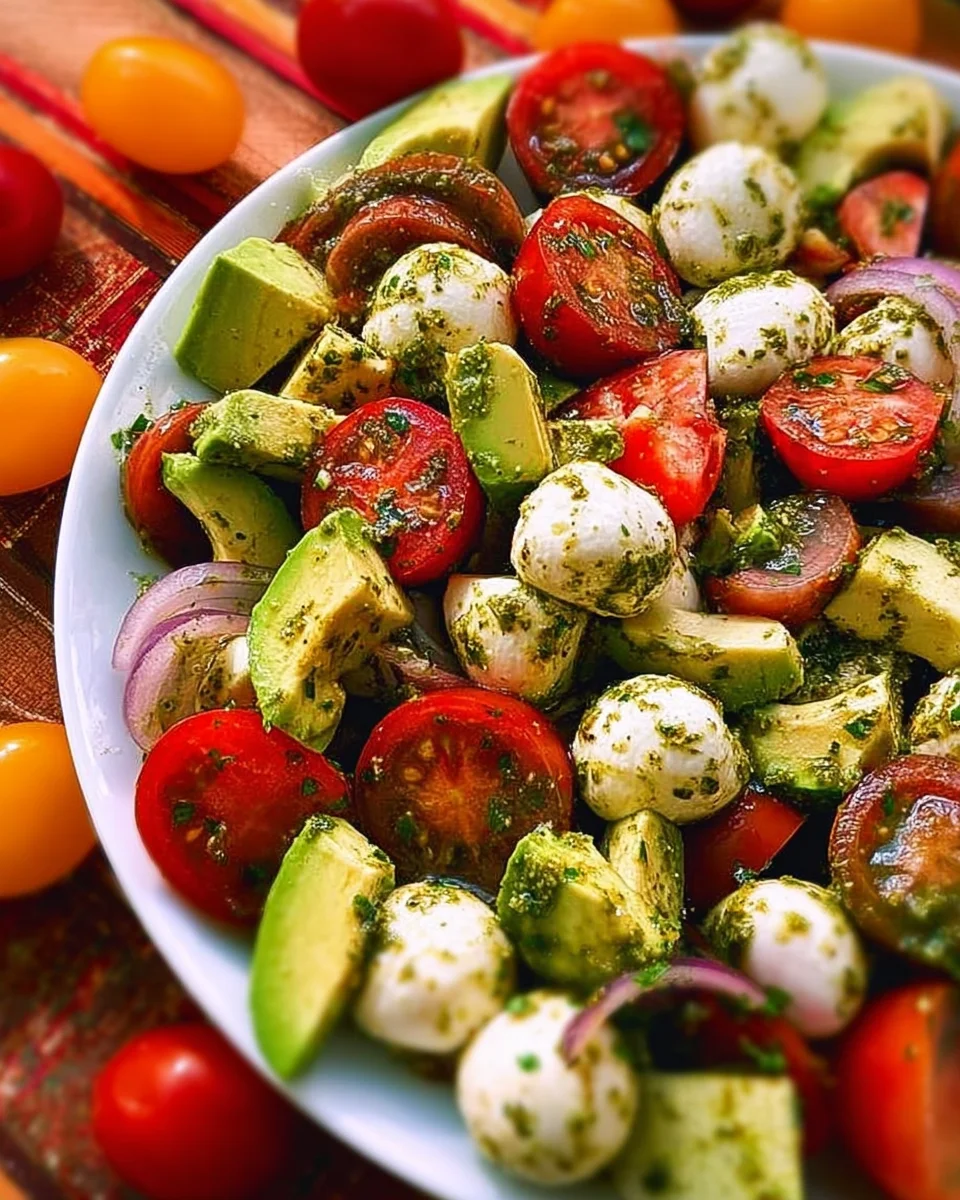 Tomato Cucumber Avocado Salad with Mozzarella and Basil Pesto 18 Tomato