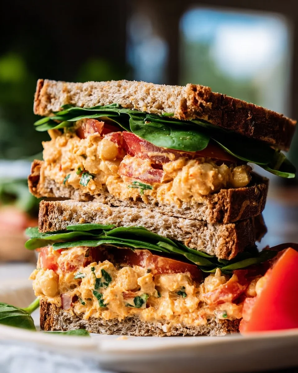Vegan Buffalo Chickpea Salad Sandwich