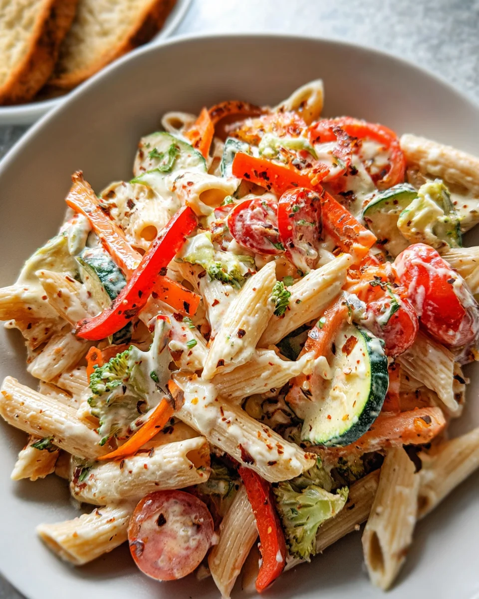 Vegan Pasta Primavera with Creamy Garlic Cashew Sauce
