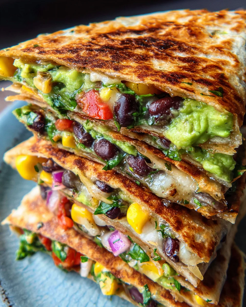 Vegan Quesadillas with Black Beans and Avocado